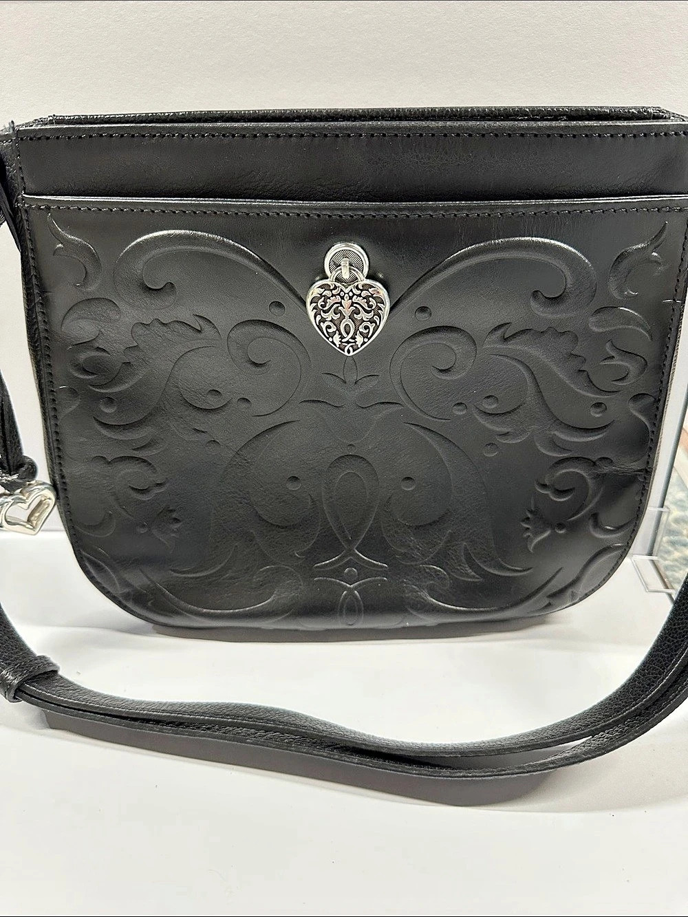 TIMELESS BRIGHTON MARCELLA BLACK EMBOSSED CROSSBODY BAG